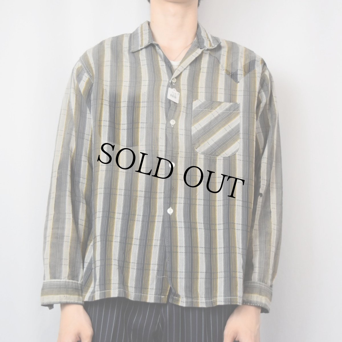 画像2: 50's Wrinkl-SHED チェック柄 オープンカラーシャツ L (2)