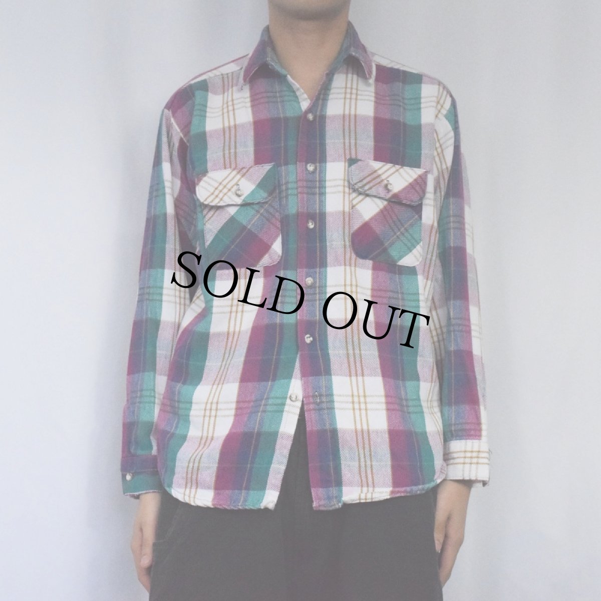 画像2: 70〜80's FIVE BROTHERS USA製 チェック柄 ヘビーネルシャツ L (2)