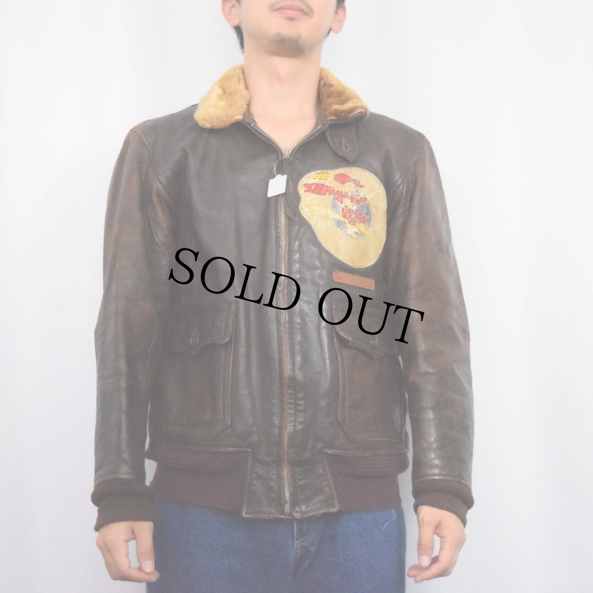 画像2: 40's U.S.NAVY M-422A "138th Attack Squadron" パッチ付きレザーフライトジャケット (2)