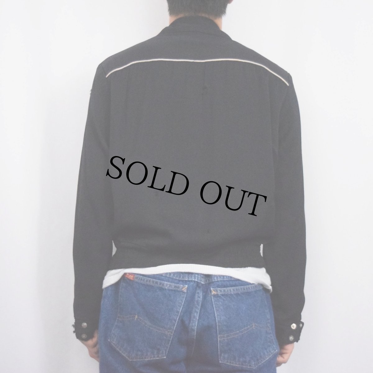 画像4: 50's MAC MURRAY レーヨンギャバジン ウエスタンジャケット BLACK M (4)