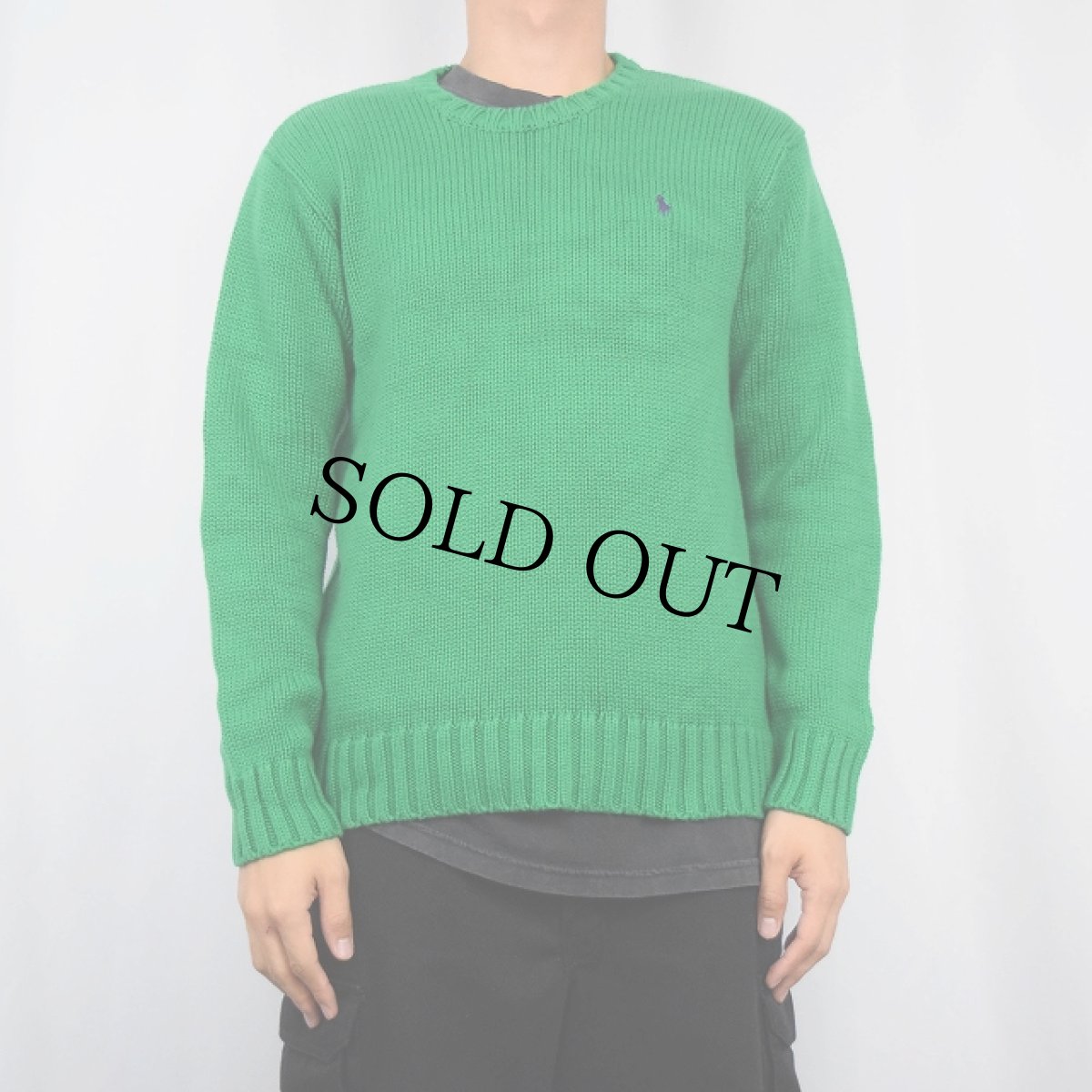 画像2: POLO Ralph Lauren ロゴ刺繍 コットンニットセーター L (2)
