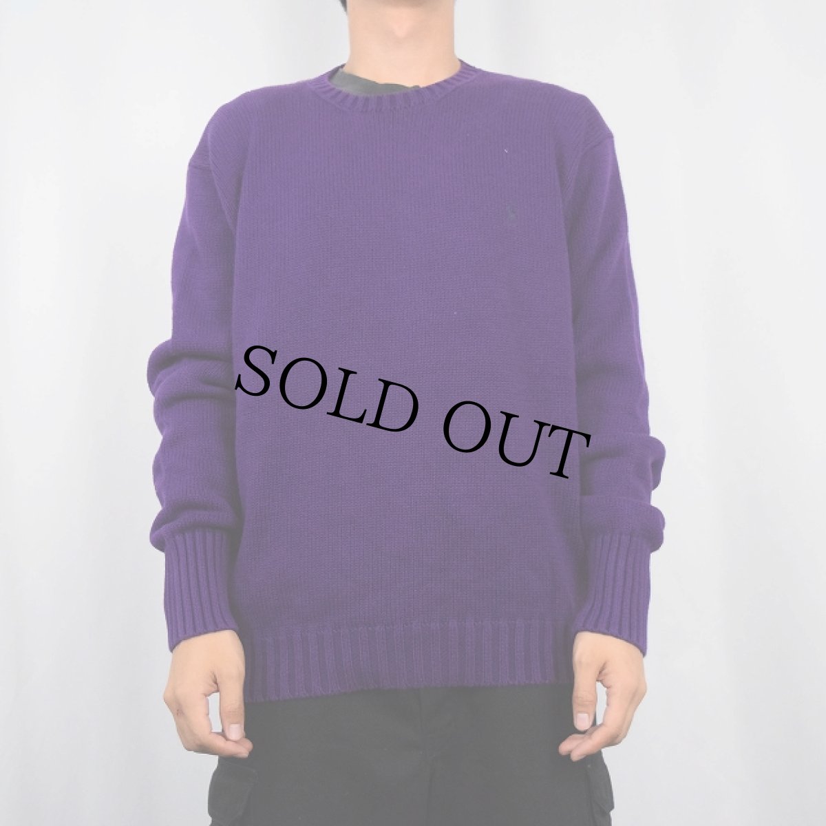 画像2: POLO Ralph Lauren ロゴ刺繍 コットンニットセーター L (2)