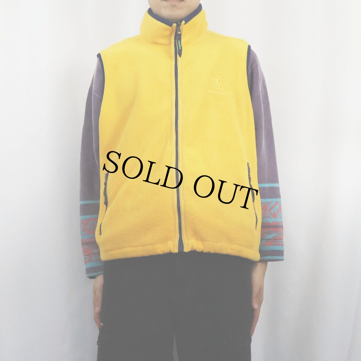 画像2: 90's Eddie Bauer EBTEK USA製 ロゴ刺繍 フリースジップベスト M (2)