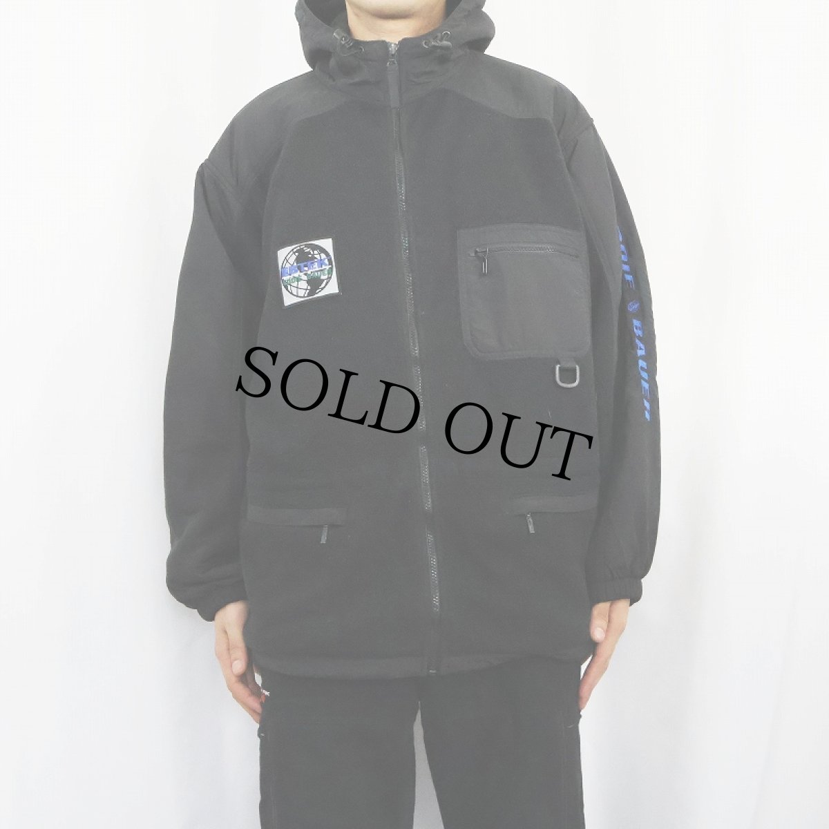 画像2: 90's Eddie Bauer EBTEK USA製 ロゴ刺繍 フリースジップジャケット BLACK L (2)