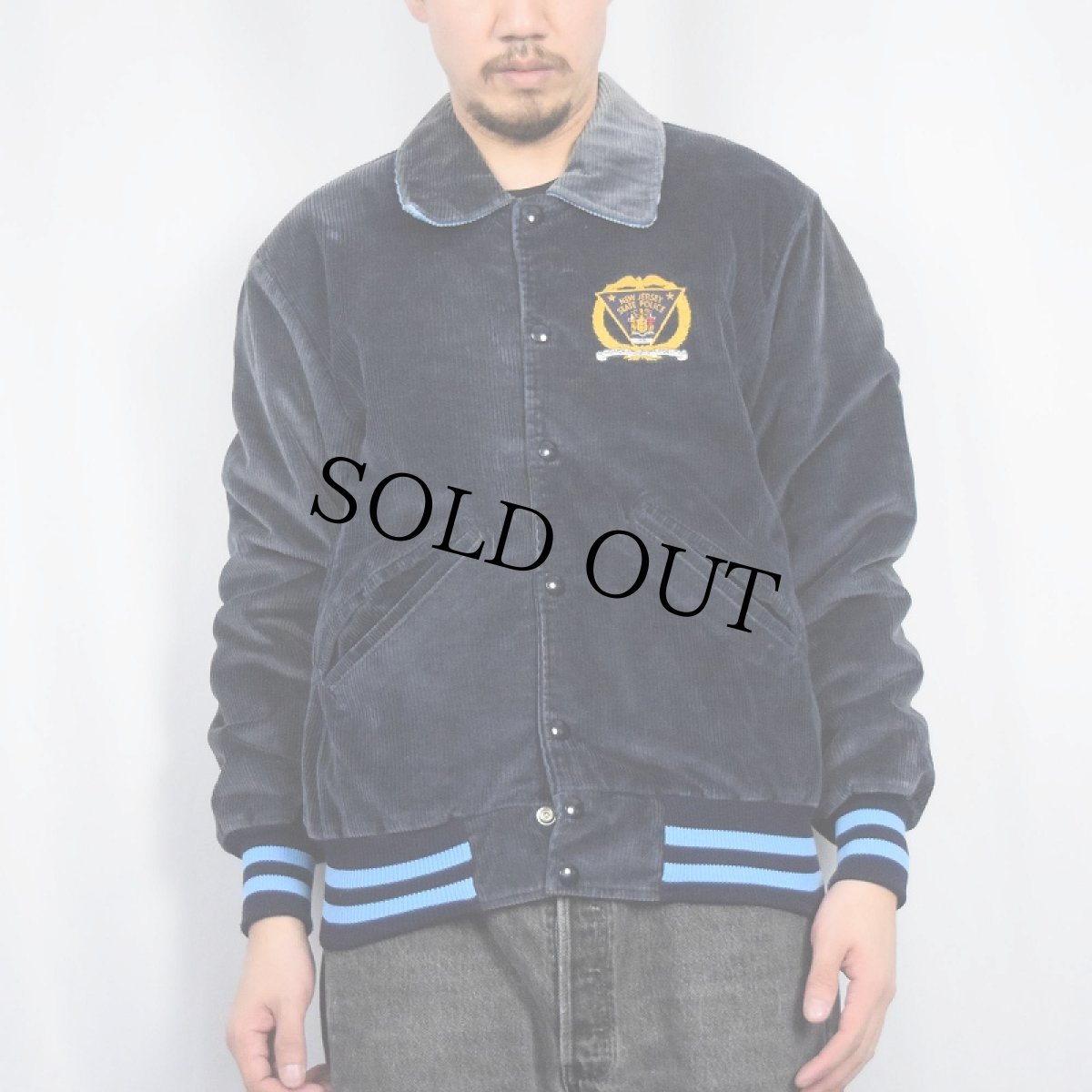 画像2: 90's DeLONG USA製 中綿入り コーデュロイスタジャン NAVY M (2)