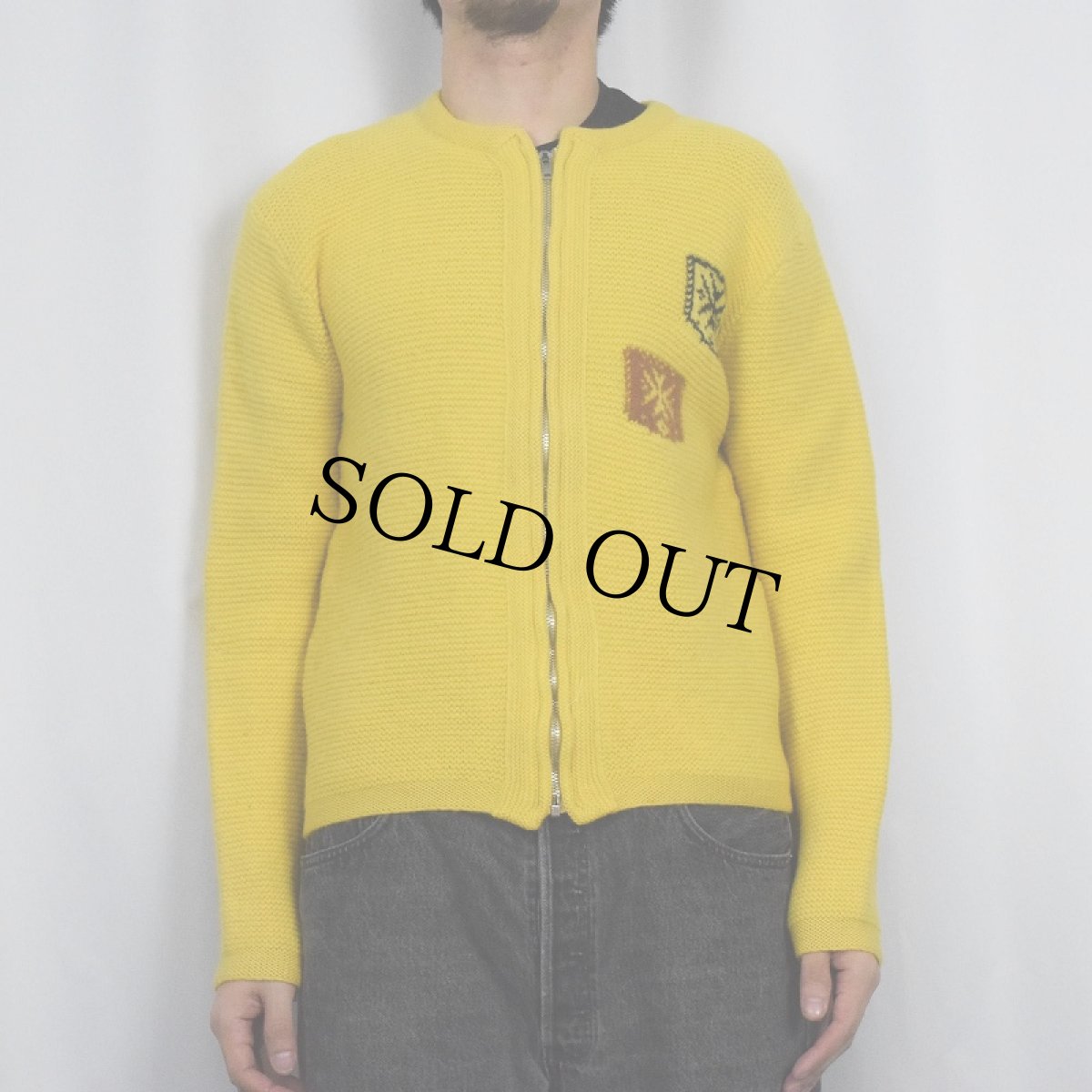 画像2: 60's Brent wood ウールニットジップジャケット M (2)