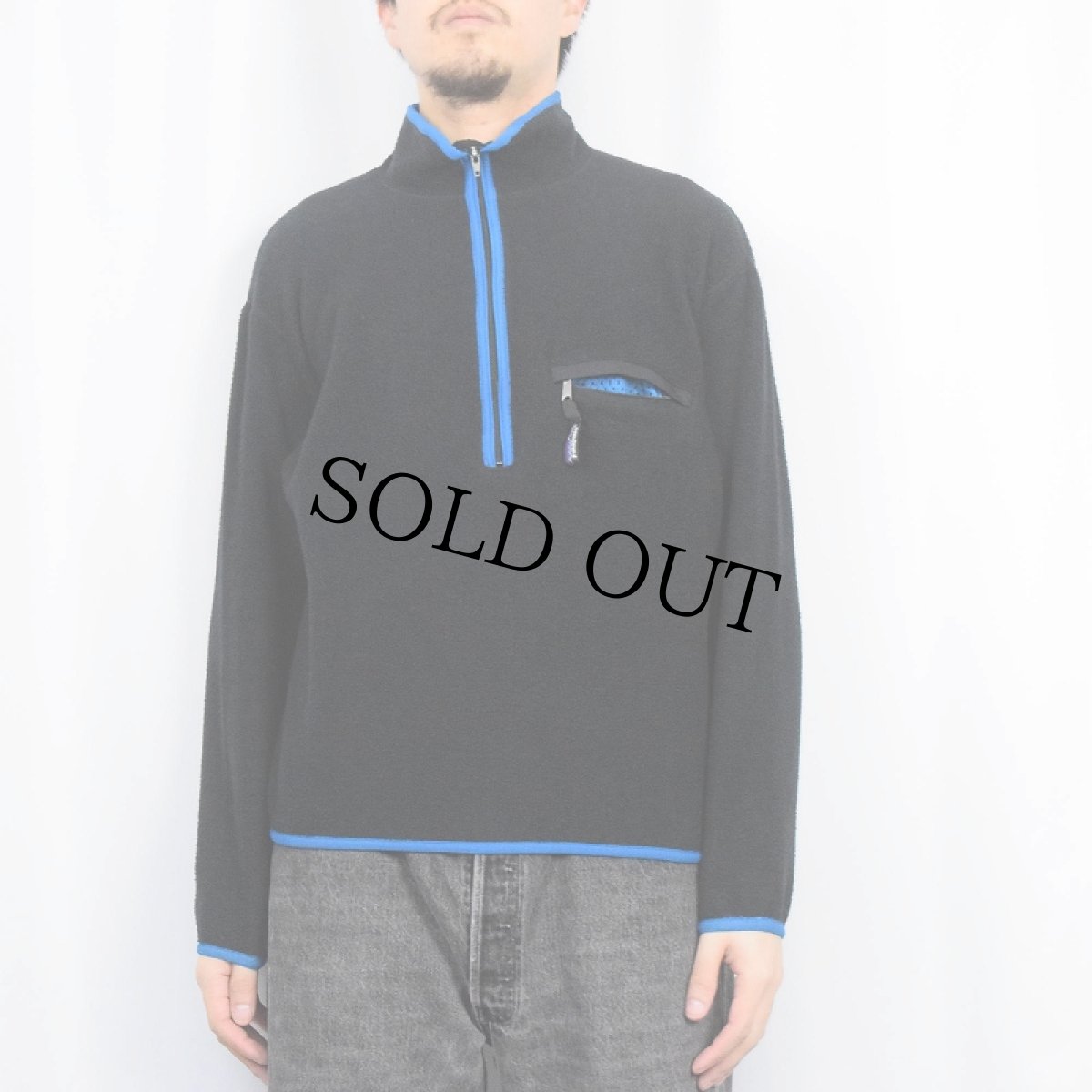 画像2: 90's Patagonia USA製 ハーフジップ フリースプルオーバージャケット BLACK L (2)