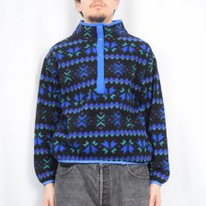 画像2: 80〜90's L.L.Bean 総柄 フリースプルオーバージャケット (2)