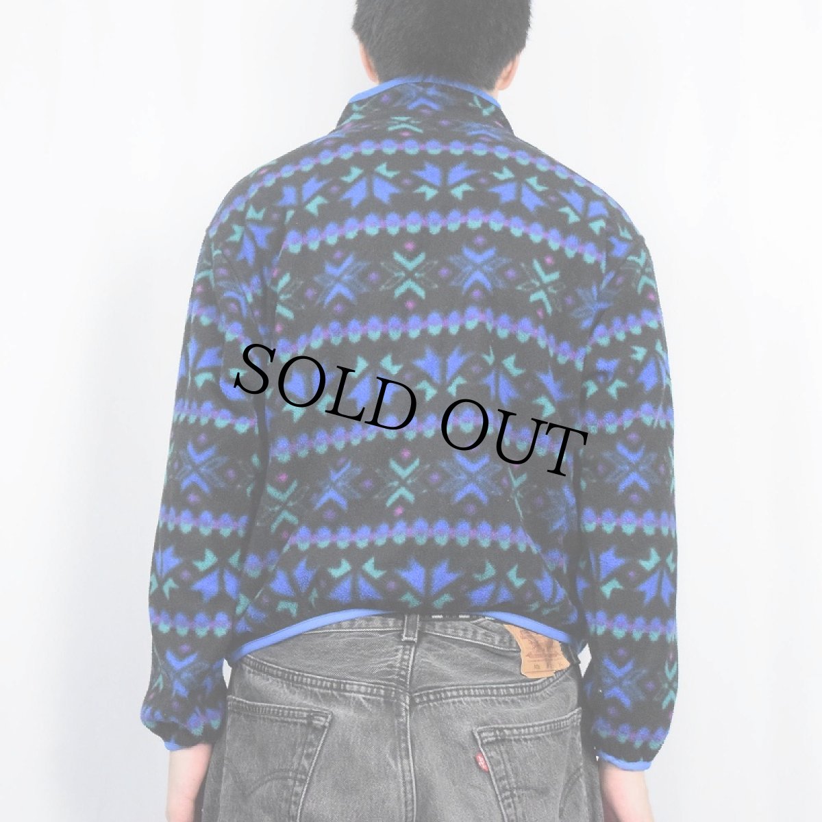 画像3: 80〜90's L.L.Bean 総柄 フリースプルオーバージャケット (3)