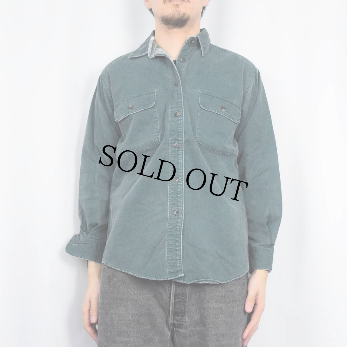 画像2: 80's L.L.Bean USA製 裏地チェック コットンワークシャツ (2)