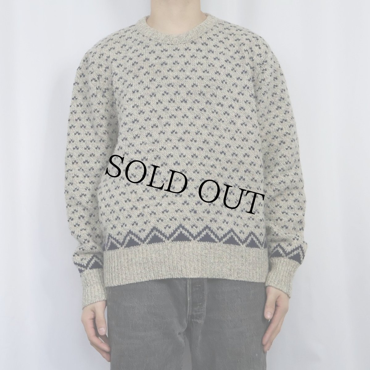 画像2: 90's ROYAL NORTH MILLS OUTFITTERS USA製 バーズアイ柄 ウールニットセーター L (2)