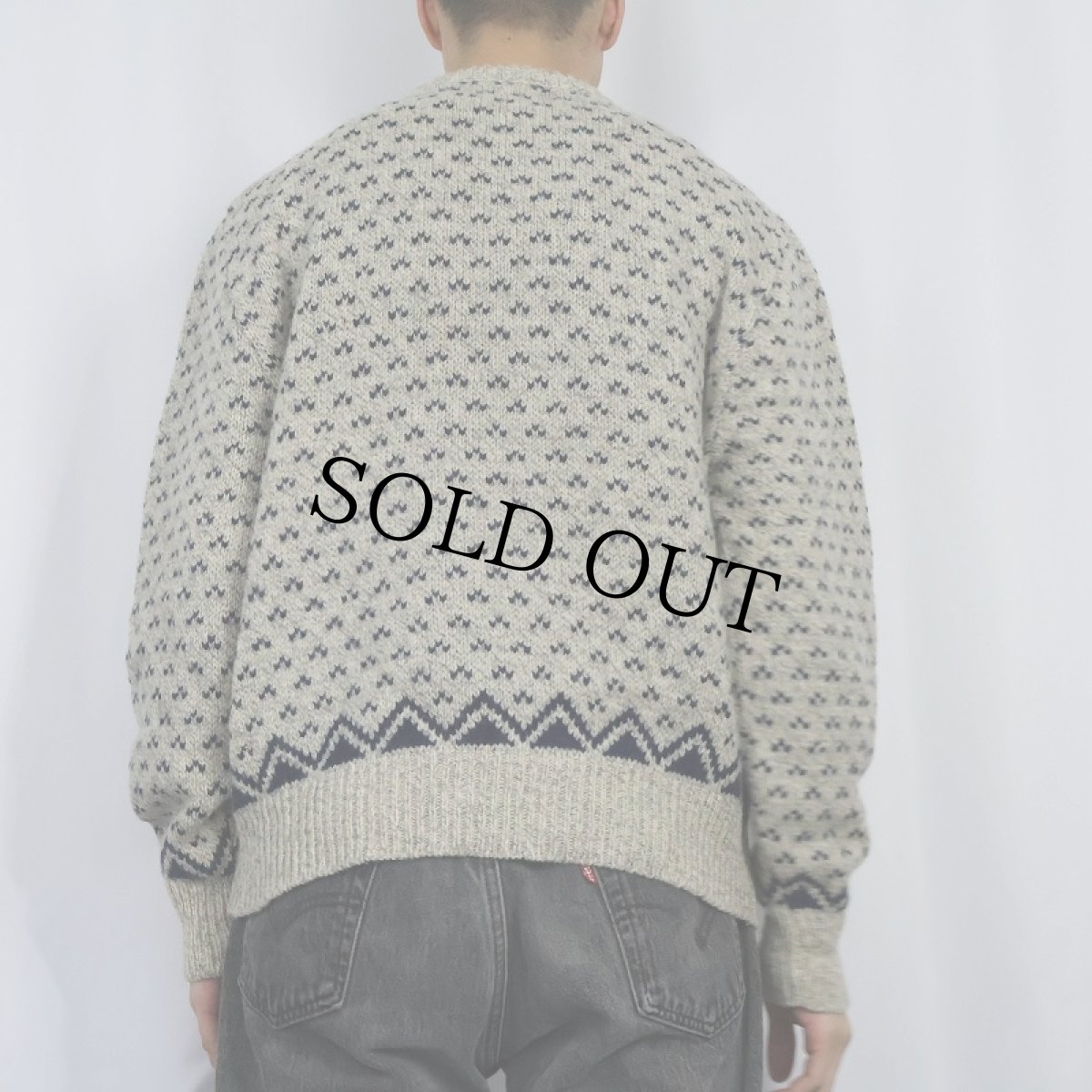 画像3: 90's ROYAL NORTH MILLS OUTFITTERS USA製 バーズアイ柄 ウールニットセーター L (3)