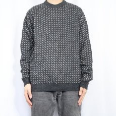 画像2: 90's L.L.Bean バーズアイ柄 ウールニットセーター GRAY M (2)