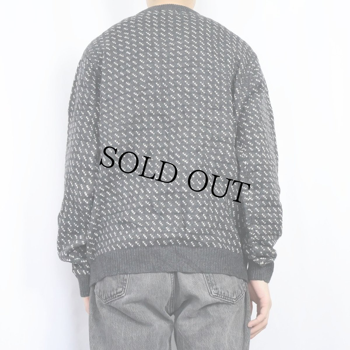 画像3: 90's L.L.Bean バーズアイ柄 ウールニットセーター GRAY M (3)