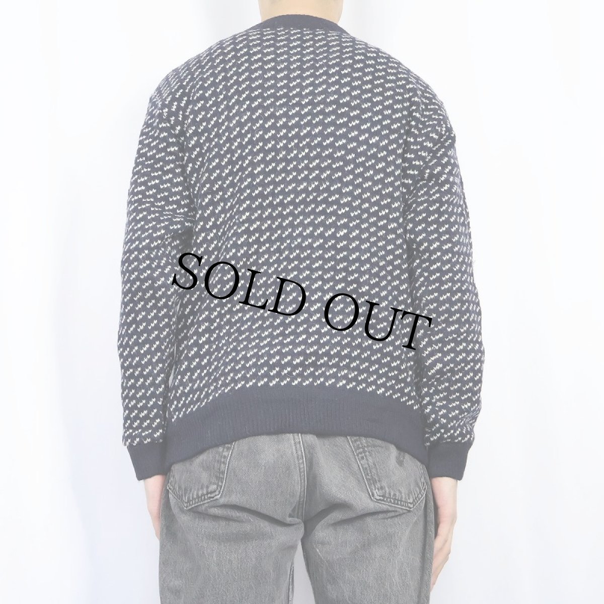 画像3: 70〜80's L.L.Bean NORWAY製 バーズアイ柄 ウールニットセーター NAVY M (3)