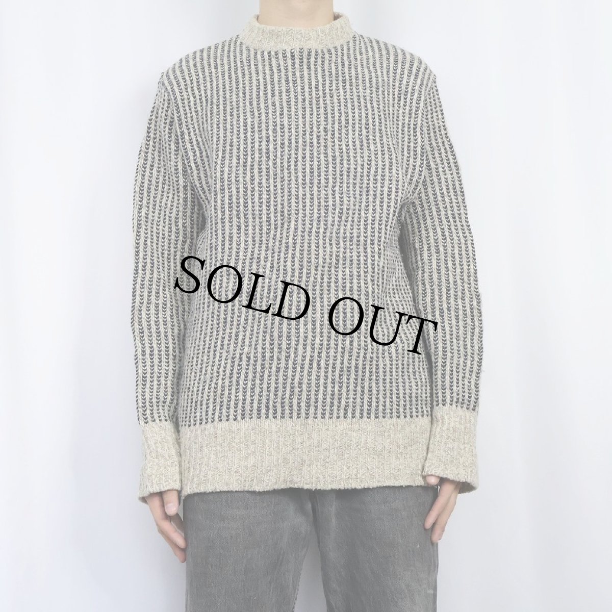 画像2: 70〜80's L.L.Bean バーズアイ柄 ウールニットセーター XL (2)