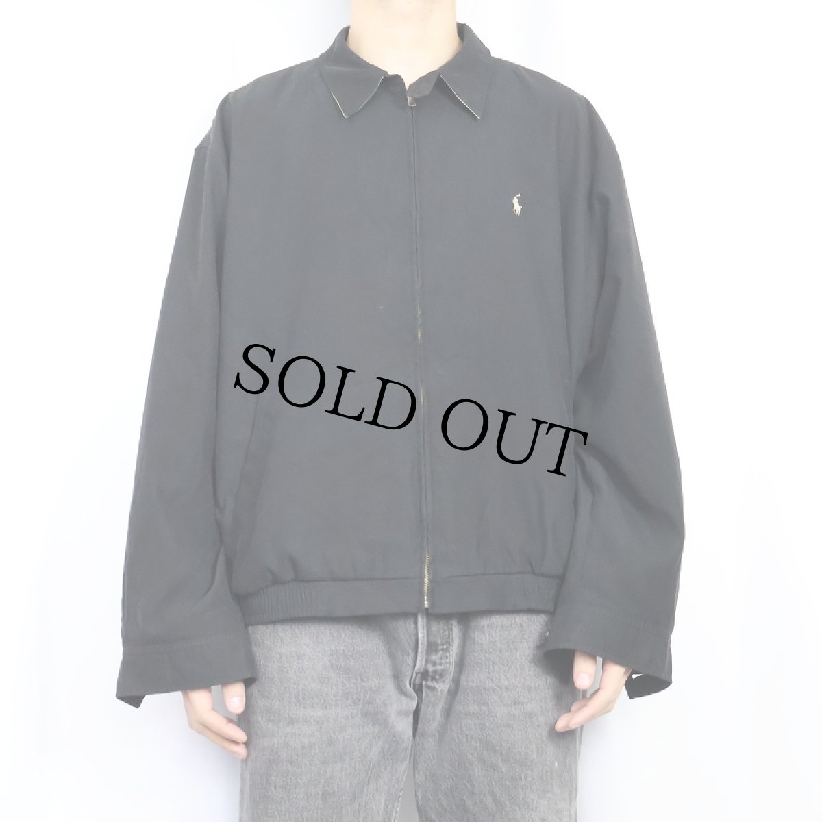 画像2: POLO Ralph Lauren ロゴ刺繍 スイングトップ BLACK XL (2)