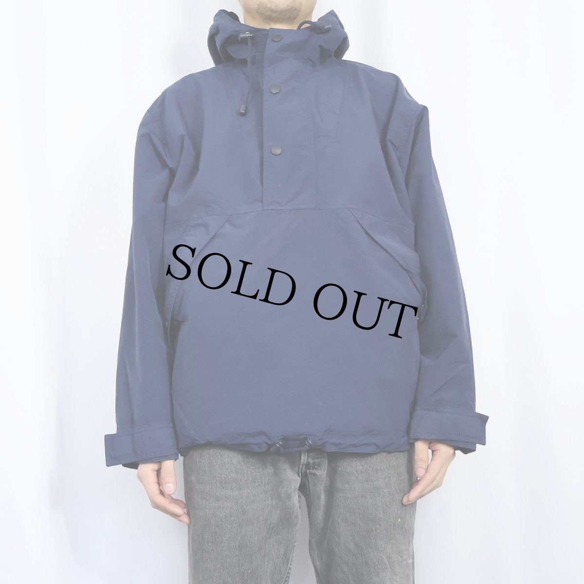 画像2: GAP フリースライナー ナイロンアノラックパーカー NAVY M (2)