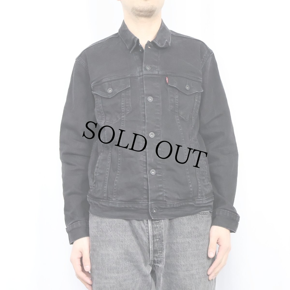 画像2: Levi's ブラックデニムジャケット M (2)