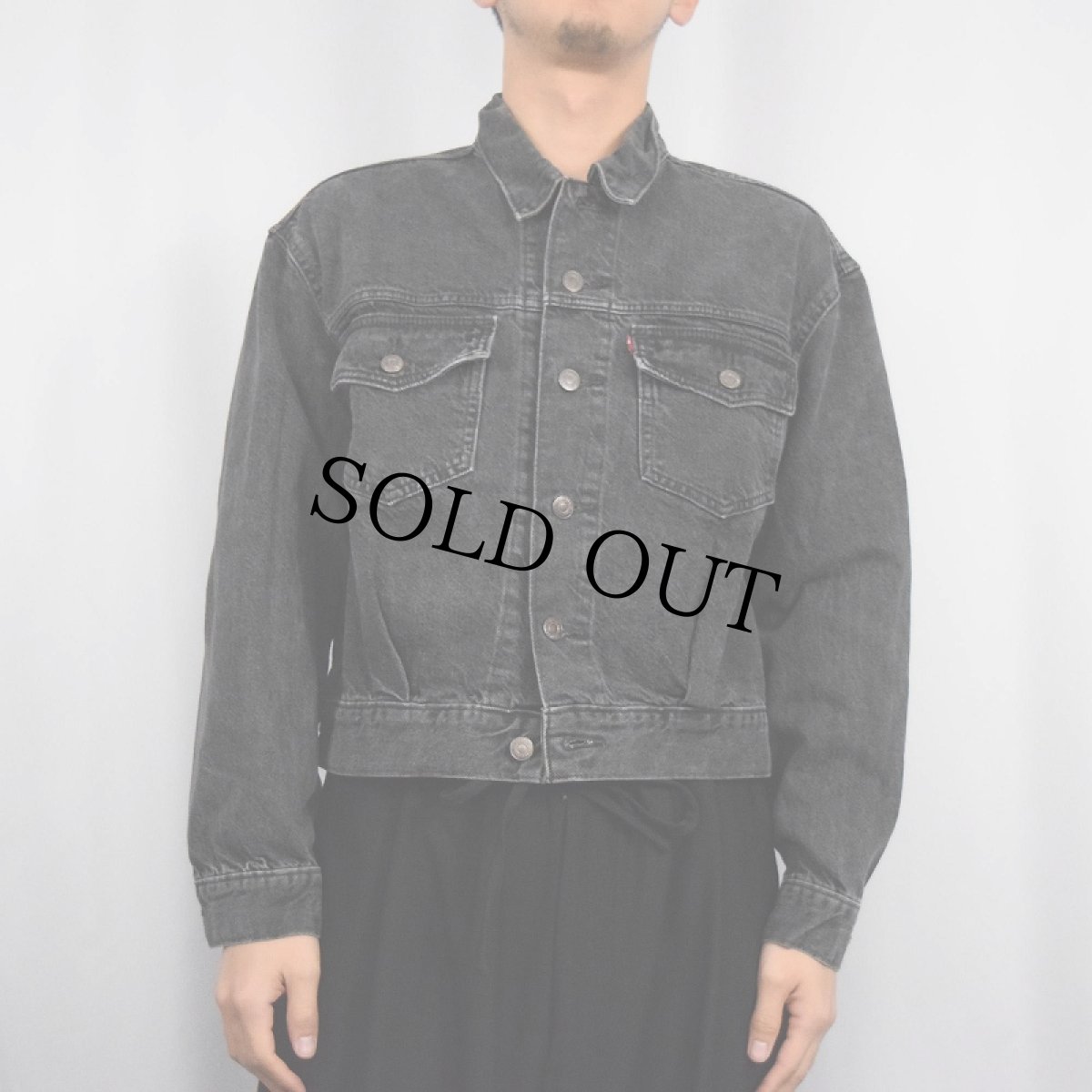 画像3: Levi's ブラックデニムジャケット M (3)