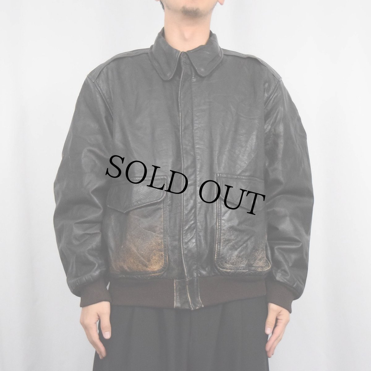 画像2: 80's〜 L.L.Bean USA製 "A-2 TYPE" フライトレザージャケット L (2)