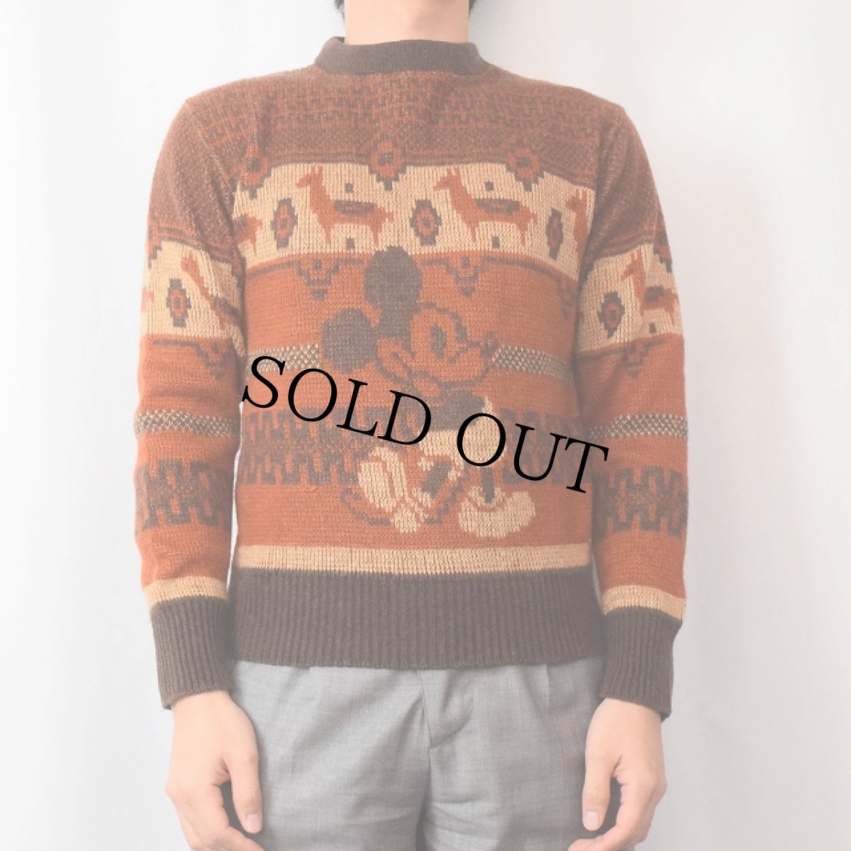 画像2: 70's KENNINGTON ミッキー柄 ジャガードニットセーター  (2)