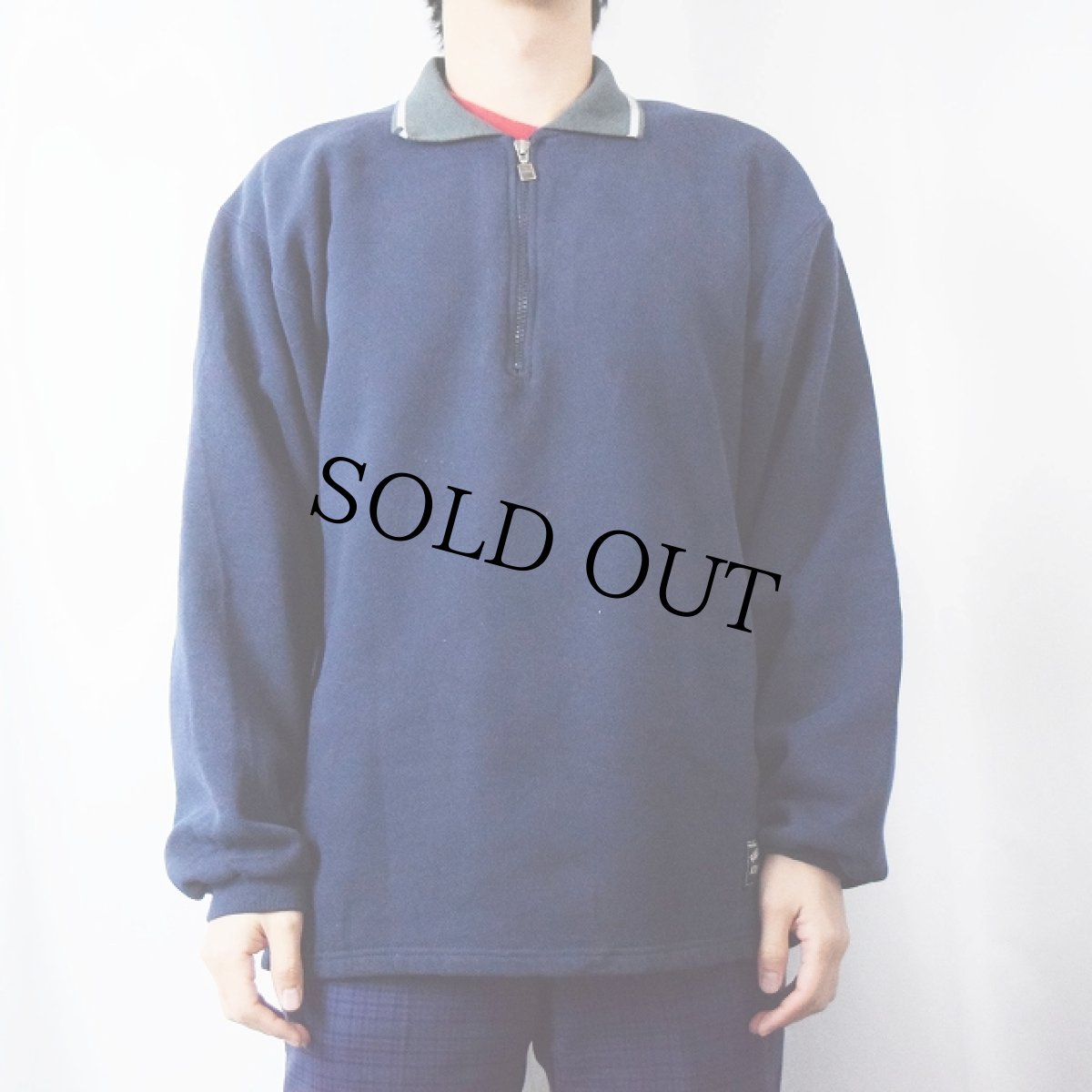 画像2: 90's RUSSEL ATHELETIC USA製 ハーフジップスウェット NAVY M (2)