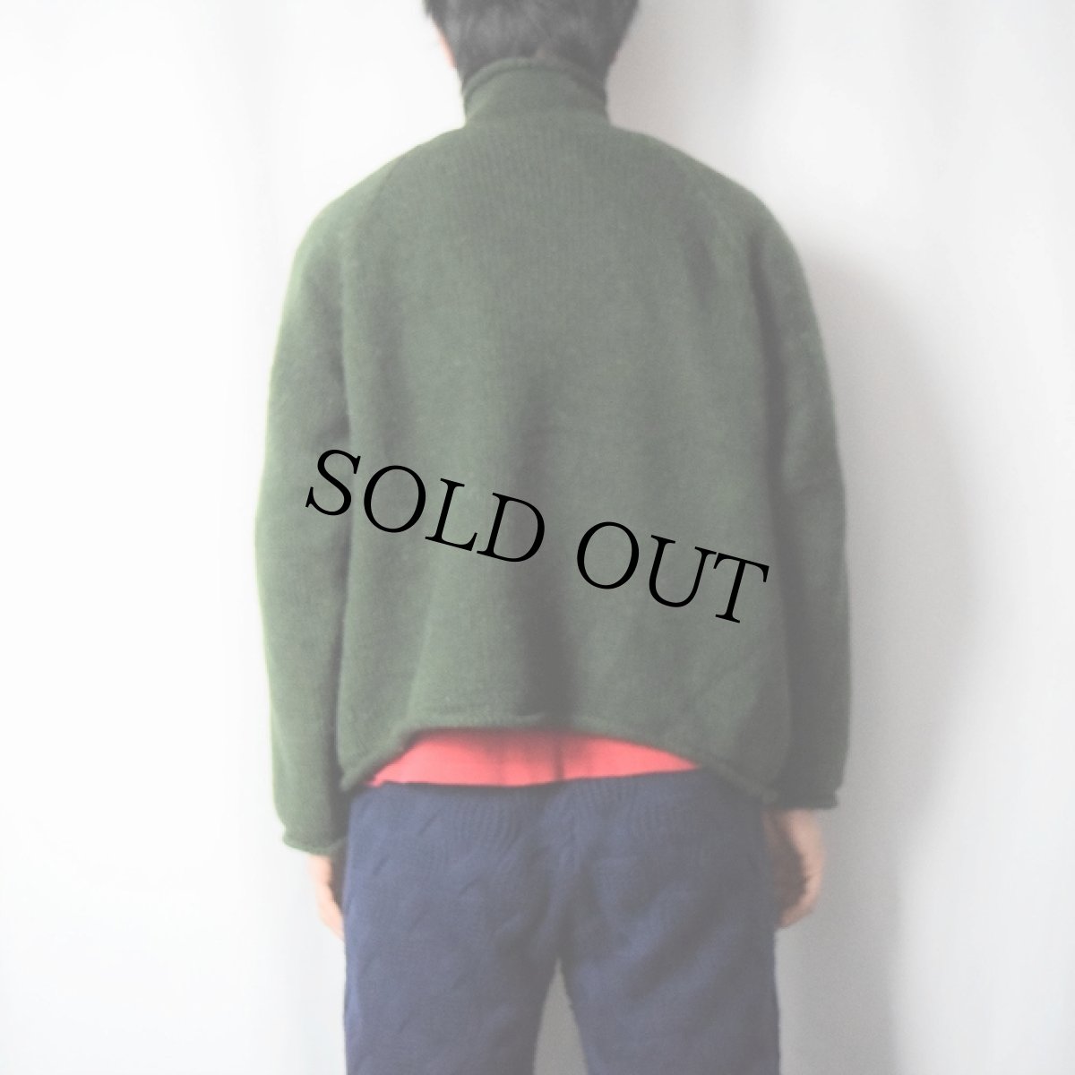 画像3: 90's J.CREW ロールネック ウールニットセーター GREEN L (3)