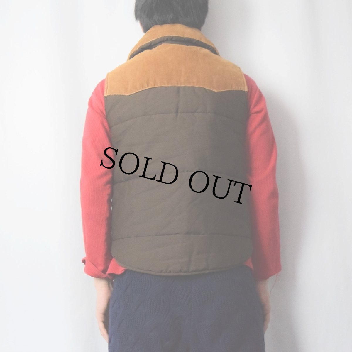 画像3: 70's Wrangler USA製 コーデュロイ切り替え 中綿入り ウエスタンベスト L (3)