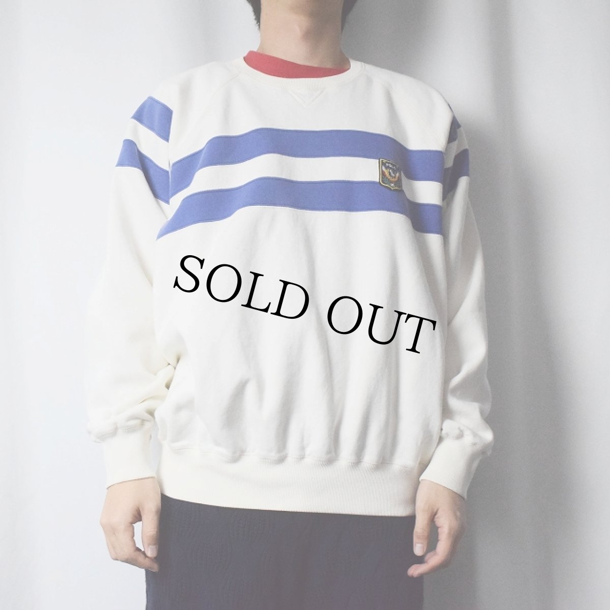 画像2: POLO Ralph Lauren "UNI CREST PATCH" 前V ラグランスウェット L (2)