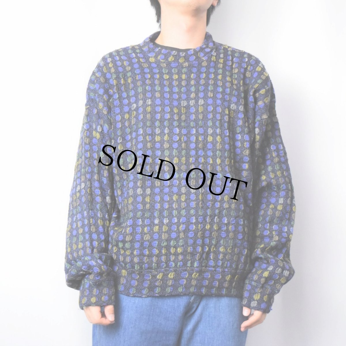 画像2: 90's JHANE BARNES 総柄 ジャガード織 プルオーバー  (2)