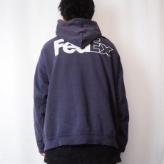 画像4: 90's Lee SPORT "FedEx" 企業ロゴプリント スウェットフーディー NAVY (4)