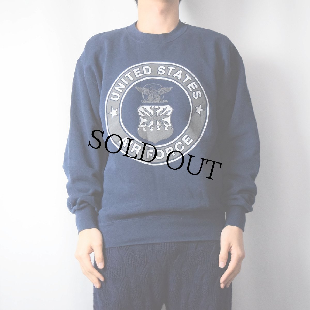 画像3: 90's SOFFE USA製 "UNITED STATES AIRFORCE" リフレクタープリントスウェット NAVY M (3)