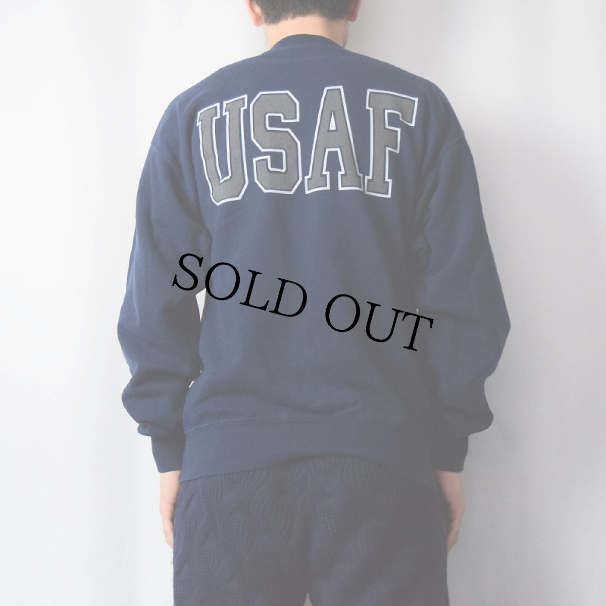 画像4: 90's SOFFE USA製 "UNITED STATES AIRFORCE" リフレクタープリントスウェット NAVY M (4)