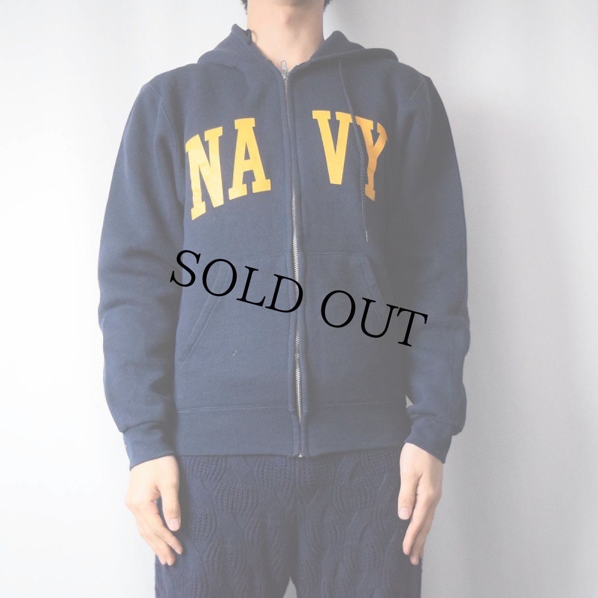 画像2: SOFFE "NAVY" スウェットジップパーカー NAVY S (2)