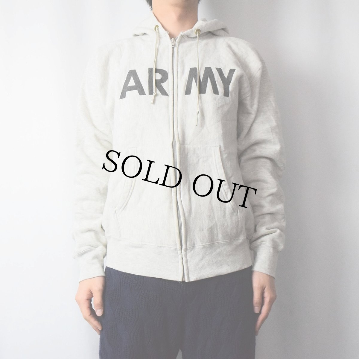 画像2: 90's Champion USA製 "ARMY" スウェットジップパーカー M (2)