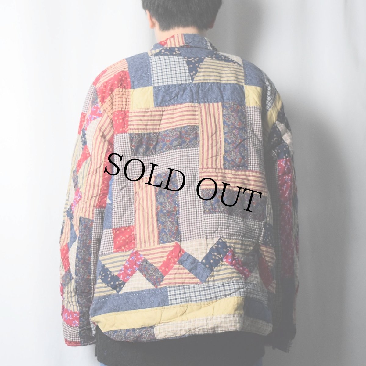 画像4: 星柄 リバーシブル パッチワーク キルティングジャケット M (4)