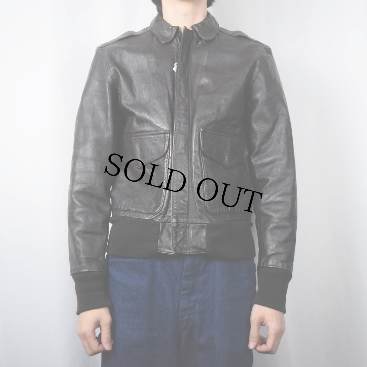 画像2: 90's San Diego LEATHER JACKET FACTORY USA製 "A-2 TYPE" レザーフライトジャケット BROWN SIZE36 (2)