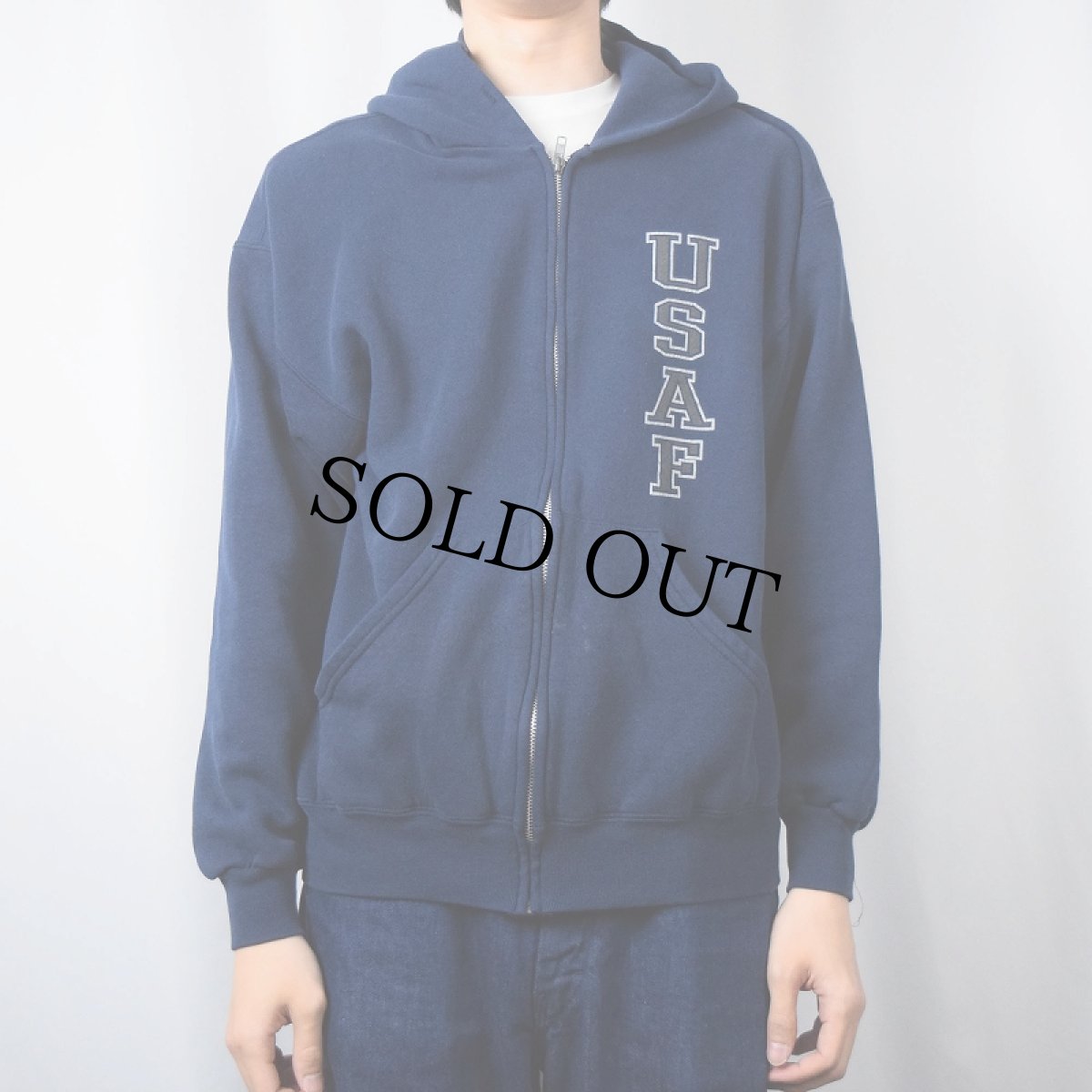 画像3: M.J.SOFEE "USAF" リフレクタープリントジップパーカー NAVY L (3)