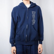 画像3: M.J.SOFEE "USAF" リフレクタープリントジップパーカー NAVY L (3)