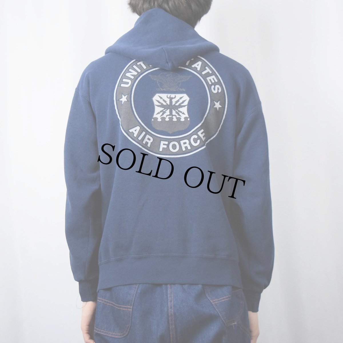 画像4: M.J.SOFEE "USAF" リフレクタープリントジップパーカー NAVY L (4)