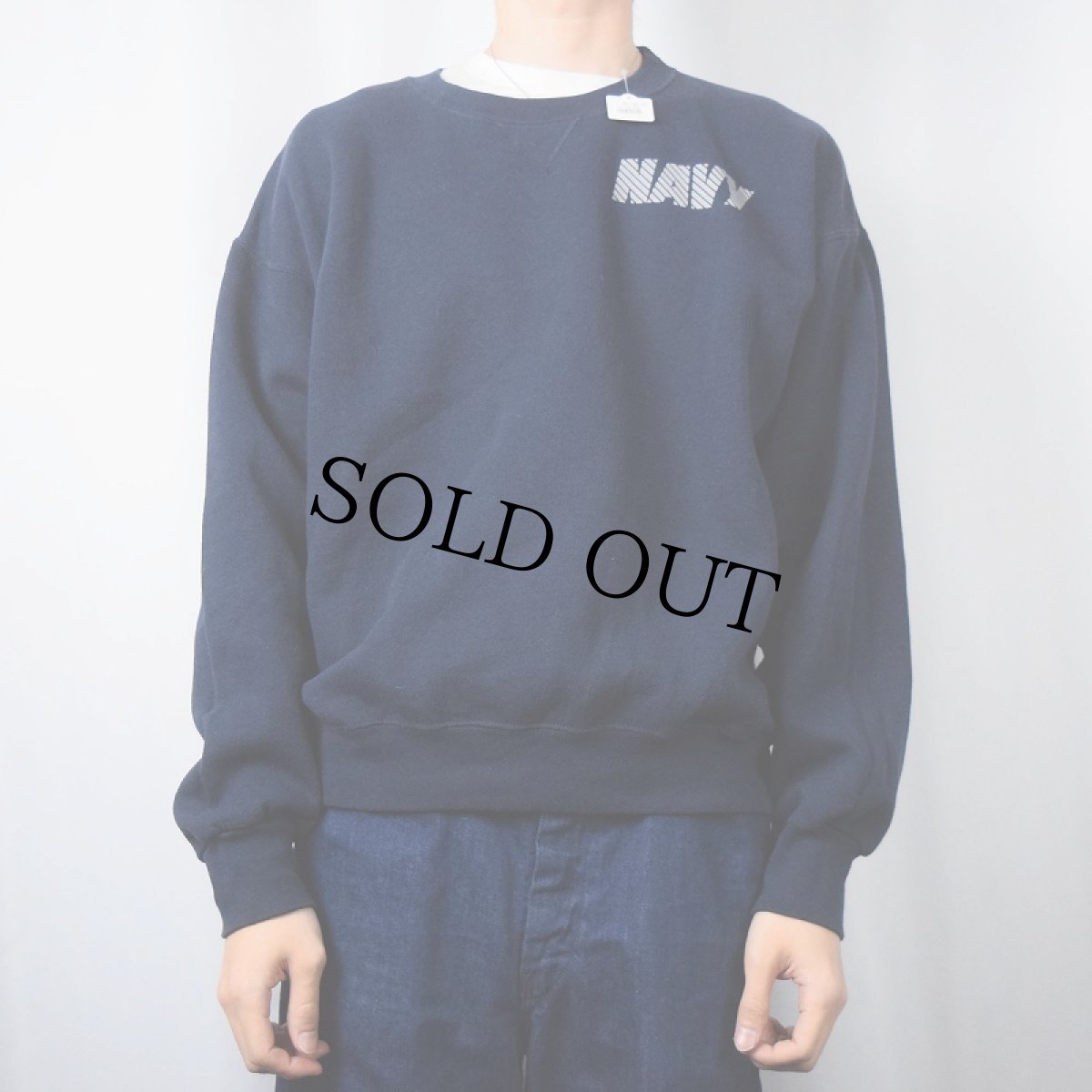 画像3: U.S.NAVY USA製 "NAVY" リフレクタープリントスウェット NAVY L (3)