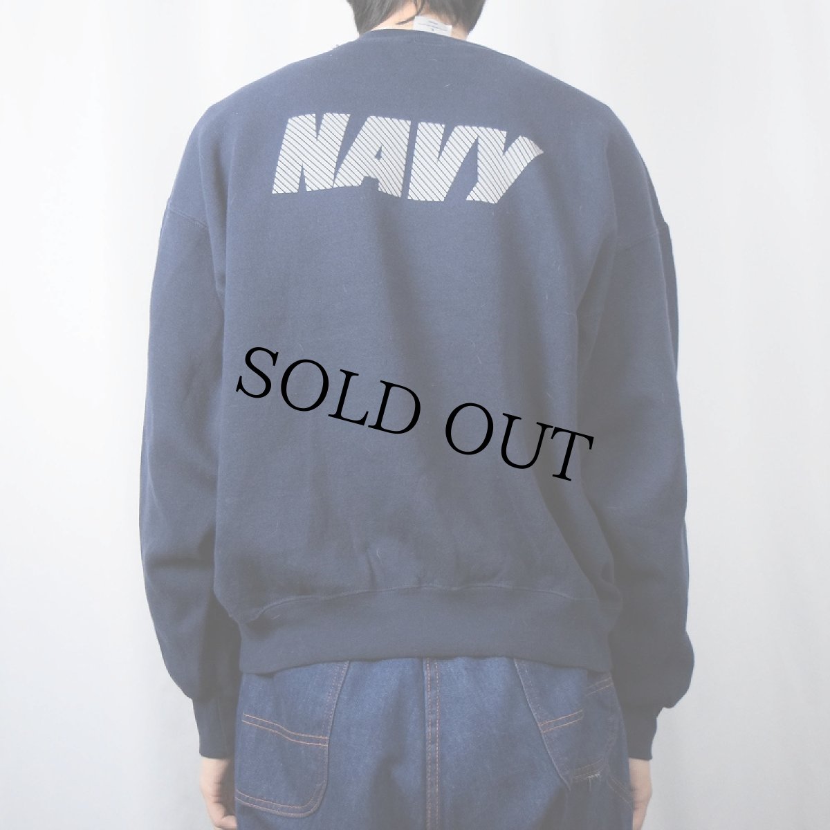 画像4: U.S.NAVY USA製 "NAVY" リフレクタープリントスウェット NAVY L (4)