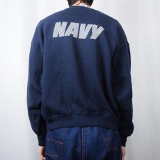 画像4: U.S.NAVY USA製 "NAVY" リフレクタープリントスウェット NAVY L (4)