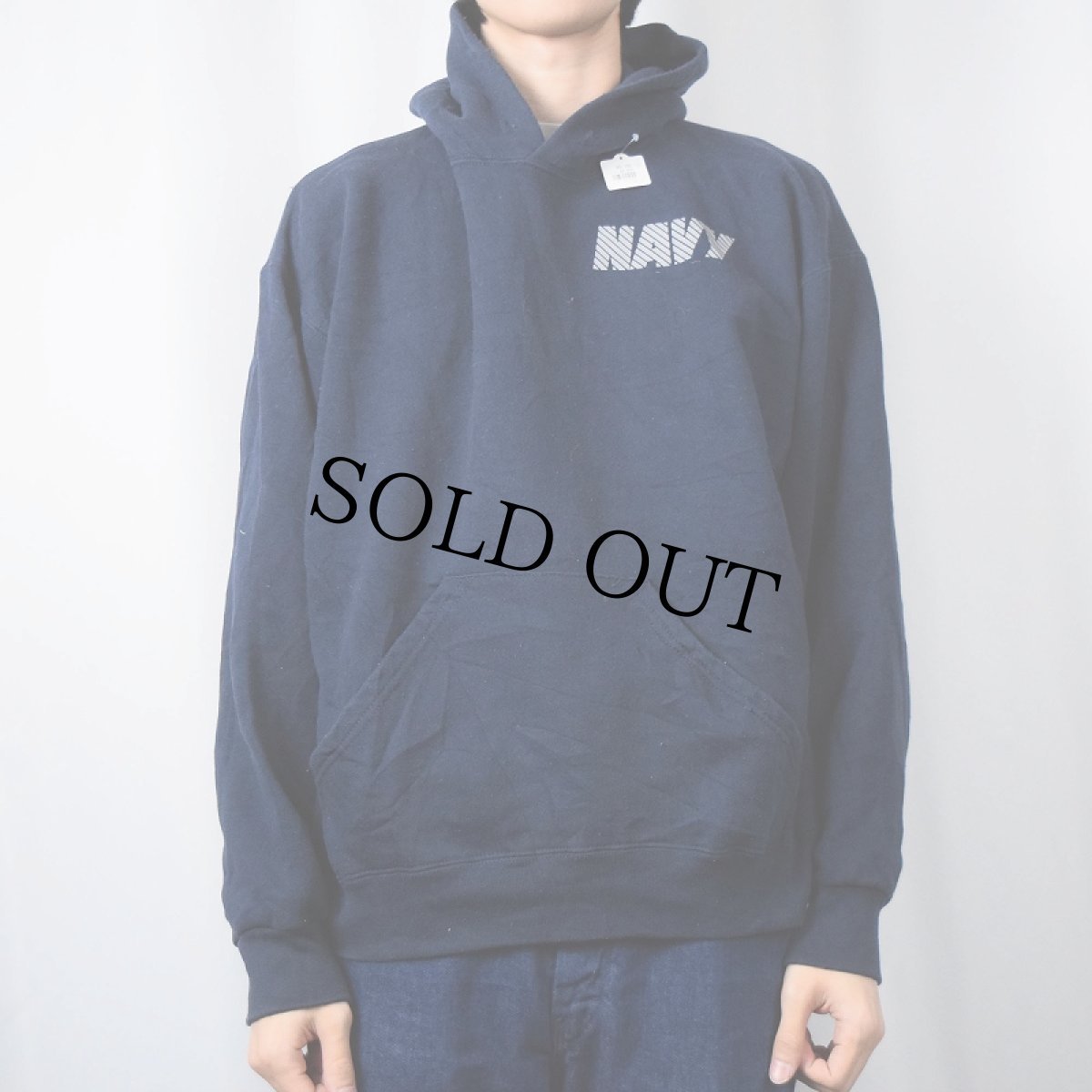 画像3: U.S.NAVY USA製 "NAVY" リフレクタープリントスウェットフーディー NAVY L (3)