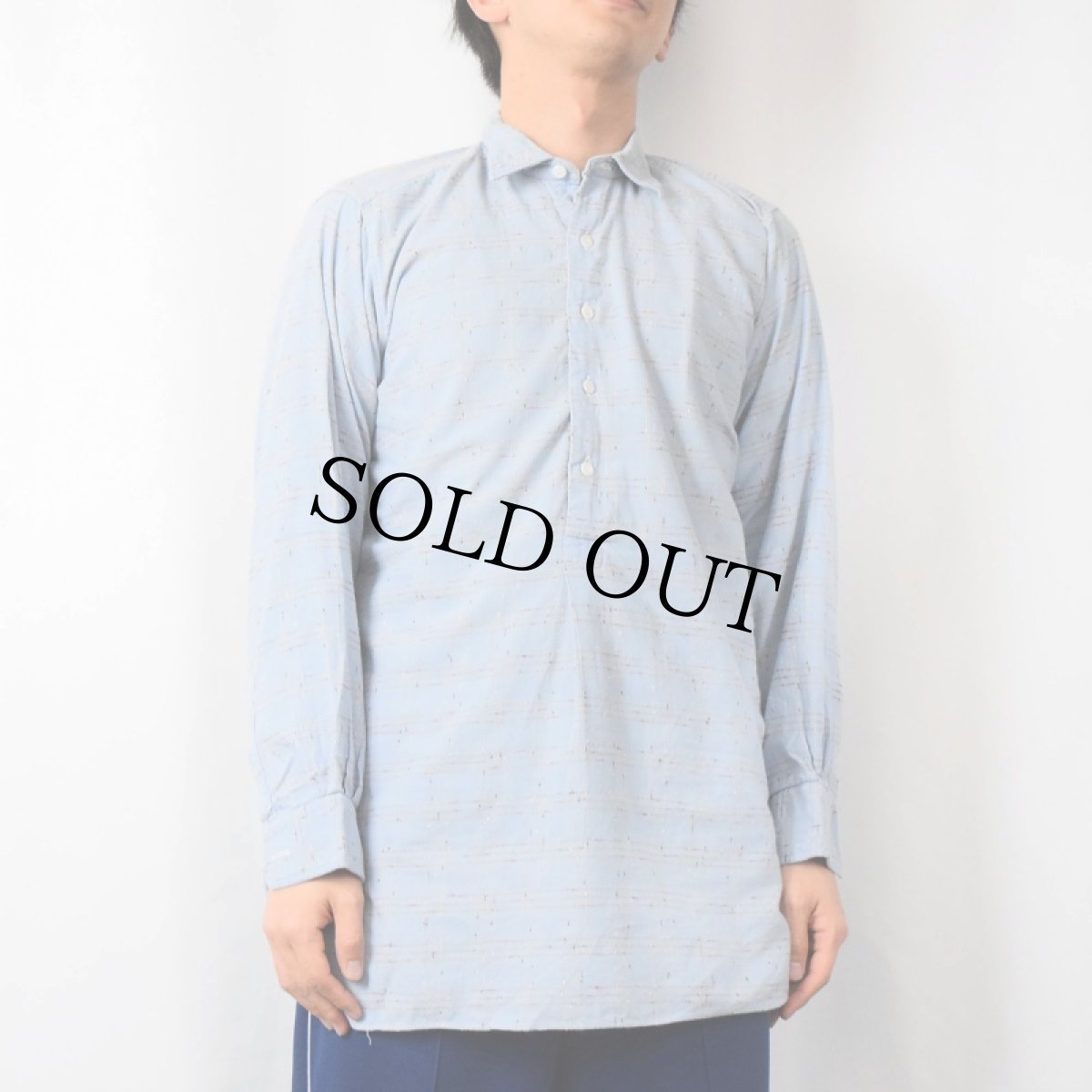 画像2: 40〜50's EURO チェック柄 マチ付き プルオーバーシャツ (2)