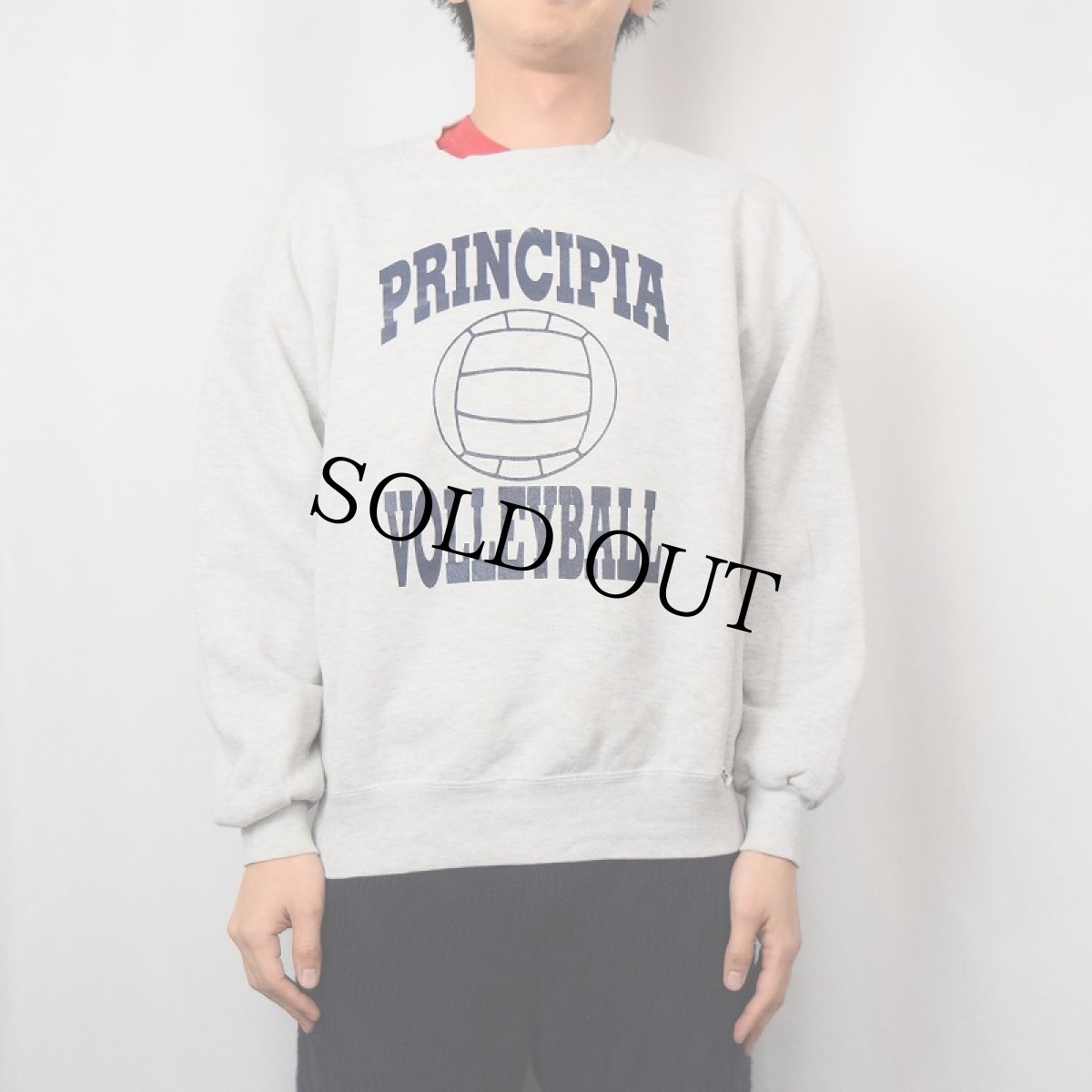 画像3: 90's RUSSEL ATHELETIC USA製 "PRINCIPIA VOLLEYBALL" 前V バックプリントスウェット L (3)