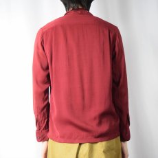 画像3: 40〜50's チェーン刺繍 レーヨン混 オープンカラーシャツ (3)