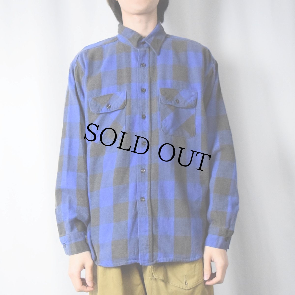 画像2: 70〜80's FIVE BROTHERS USA製 ブロックチェック柄 ヘビーネルシャツ XL (2)