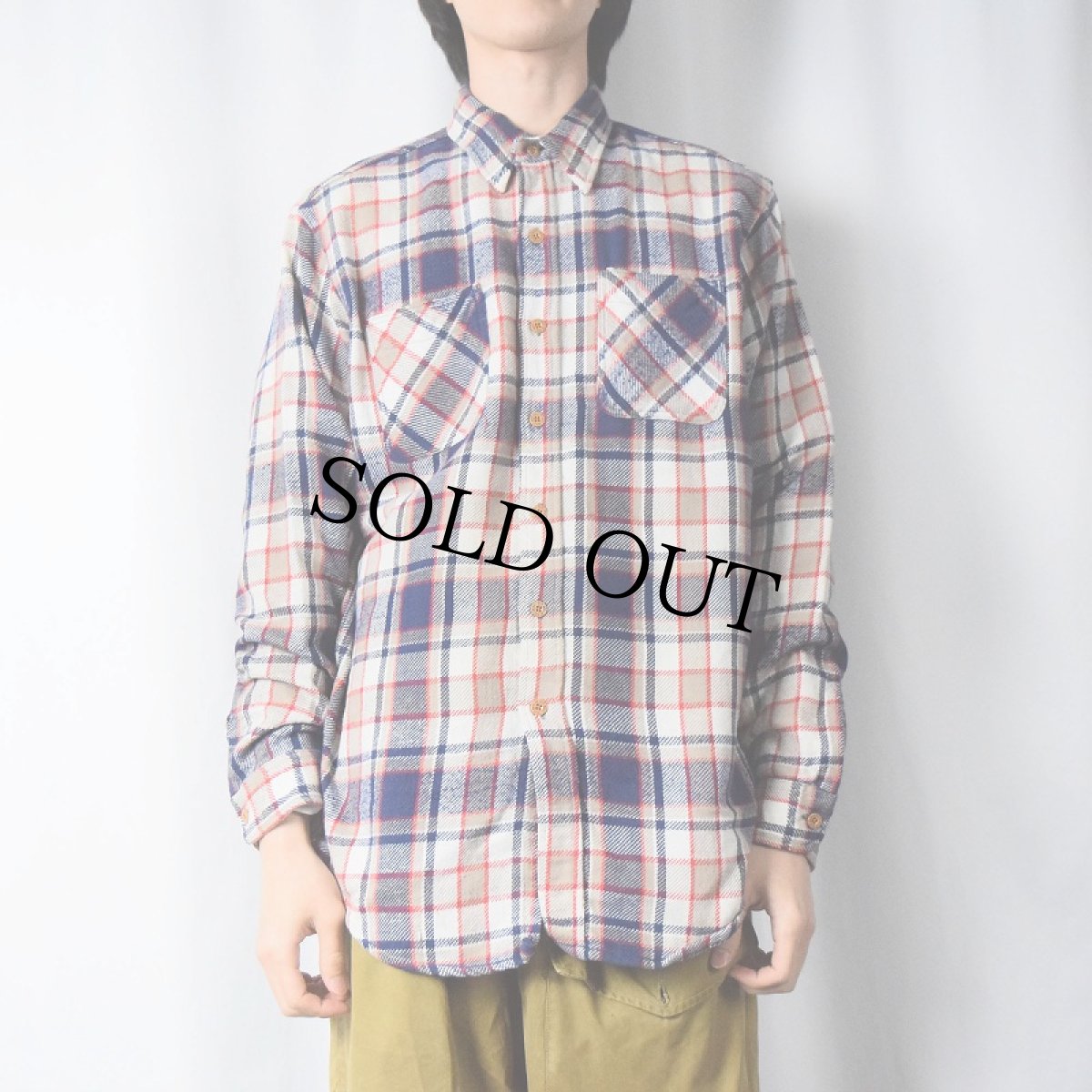 画像2: 80's BIGMAC USA製 チェック柄 ヘビーネルシャツ L (2)